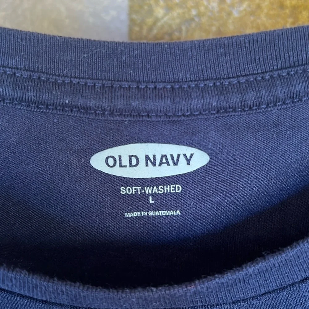 Old Navy Boys Beach Navy Blue Scoop Neck Graphic T-Shirt, Size Large
